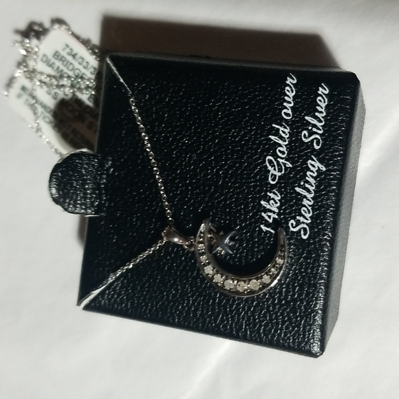 Macy's 14k gold over sterling silver and diamond moon and star necklace - Picture 9 of 10